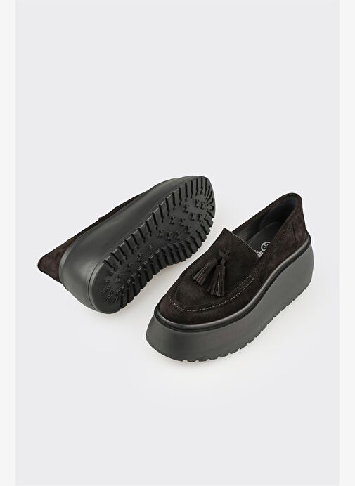 Siyah Deri Kadın Topuklu Ayakkabı - Görsel 4