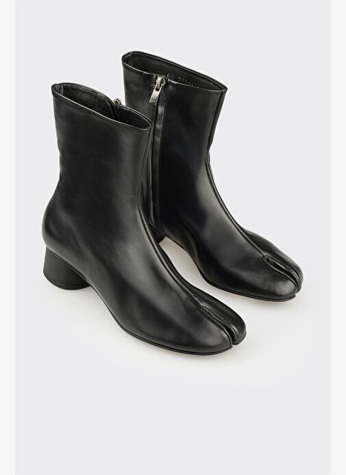Siyah Deri Kadın Klasik Bot - Görsel 3