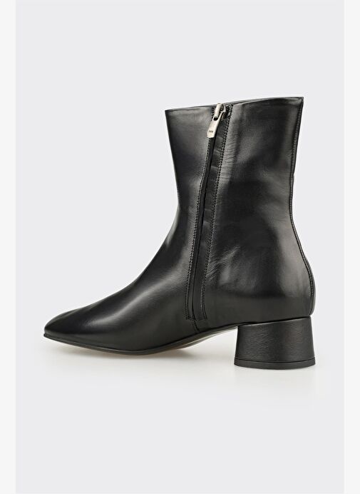 Siyah Deri Kadın Klasik Bot - Görsel 4