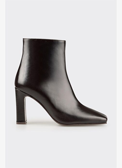 Kahve Deri Kadın Yüksek Topuk Bot - Görsel 2