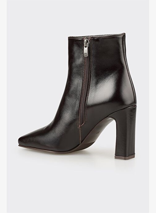 Kahve Deri Kadın Yüksek Topuk Bot - Görsel 4