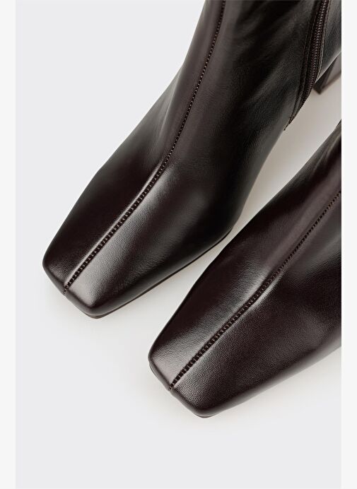 Kahve Deri Kadın Yüksek Topuk Bot - Görsel 5