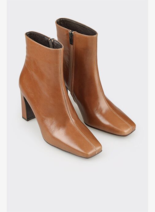 Vizon Deri Kadın Yüksek Topuk Bot - Görsel 3