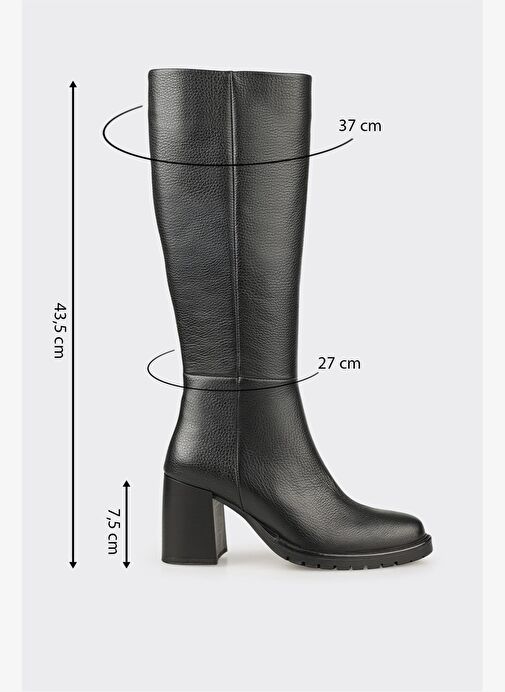Siyah Deri Kadın Çizme - Görsel 6