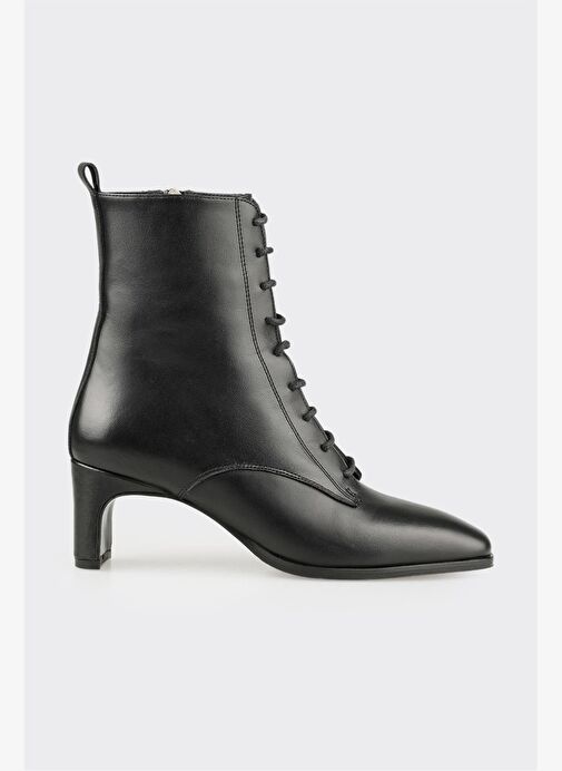 Siyah Deri Kadın Klasik Bot - Görsel 2