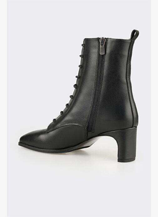 Siyah Deri Kadın Klasik Bot - Görsel 4