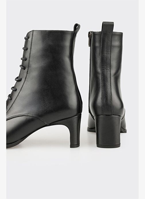 Siyah Deri Kadın Klasik Bot - Görsel 5