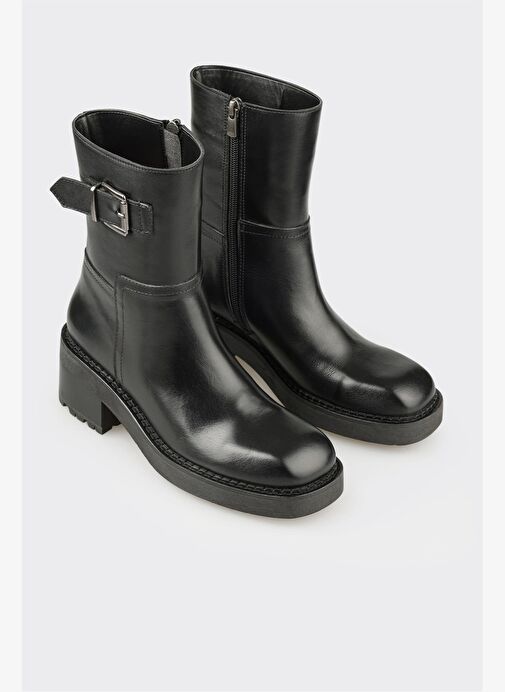 Siyah Deri Kadın Günlük Bot - Görsel 3