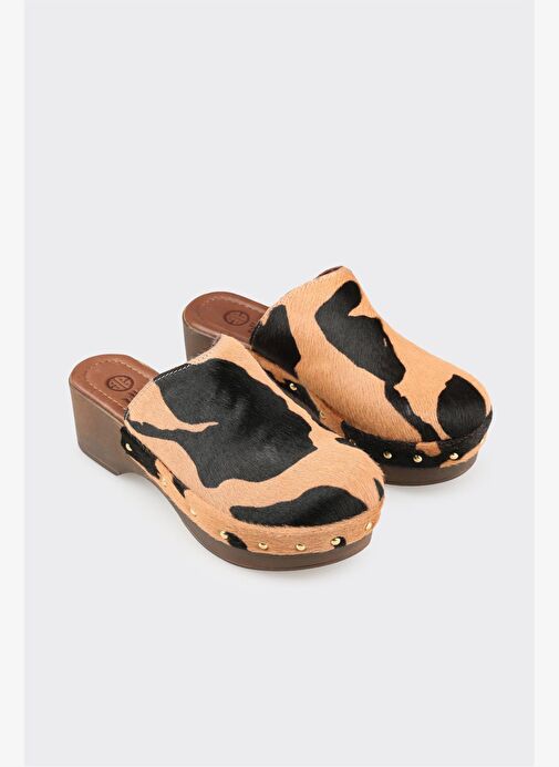 Elle Elle Taba Bej Taba Hayvan Desenli Deri Kadın Terlik Boyner'de! Taba Bej - 3. görsel