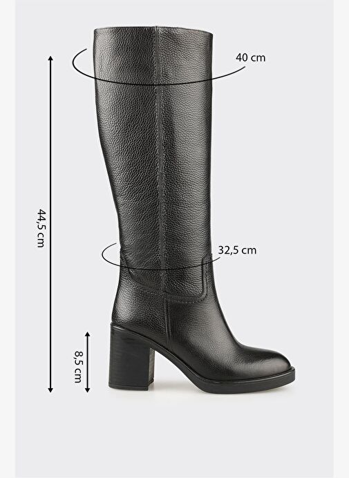 Siyah Deri Kadın Çizme - Görsel 6