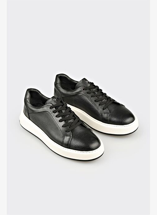 Siyah Deri Erkek Spor Ayakkabı - Görsel 3
