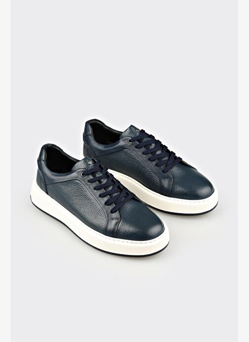 Lacivert Deri Erkek Spor Ayakkabı - Görsel 3