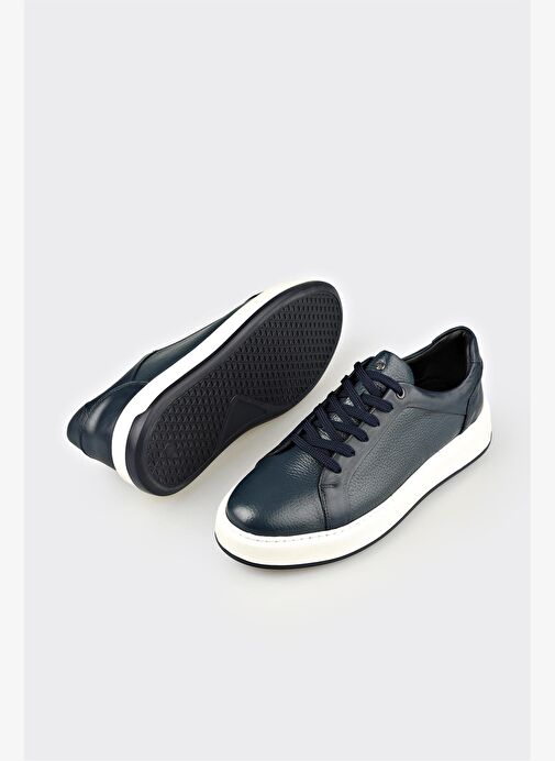 Lacivert Deri Erkek Spor Ayakkabı - Görsel 4