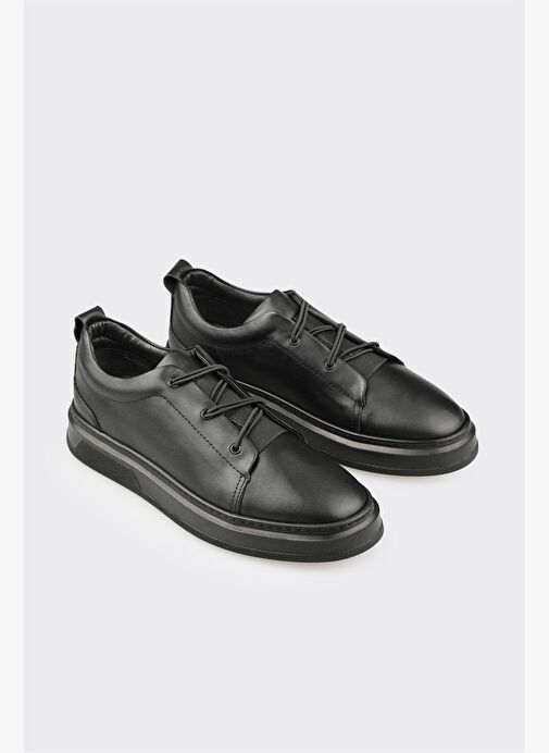 Siyah Deri Erkek Günlük Ayakkabı - Görsel 3