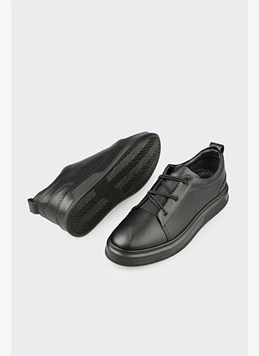 Siyah Deri Erkek Günlük Ayakkabı - Görsel 4