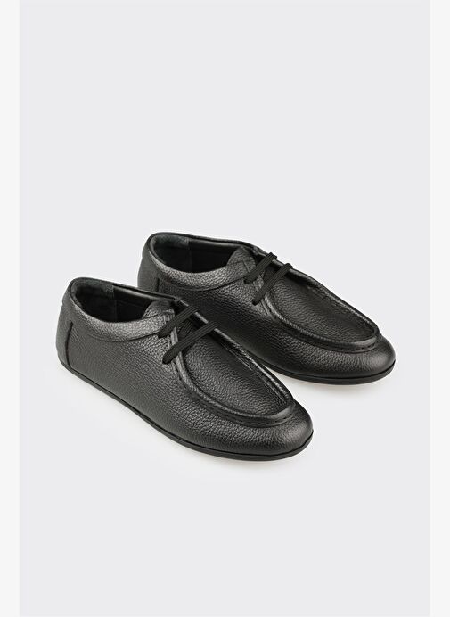 Siyah Deri Kadın Günlük Ayakkabı - Görsel 3