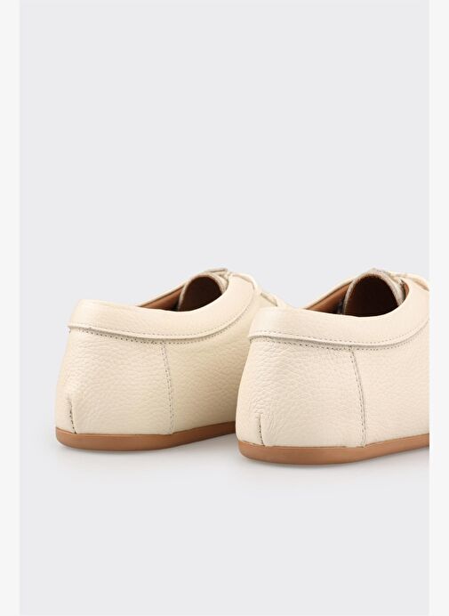 Bej Deri Kadın Günlük Ayakkabı - Görsel 6