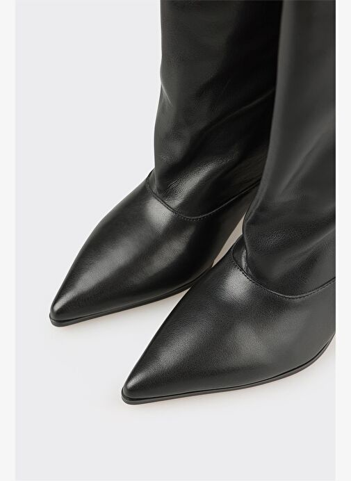 Siyah Deri Kadın Çizme - Görsel 5