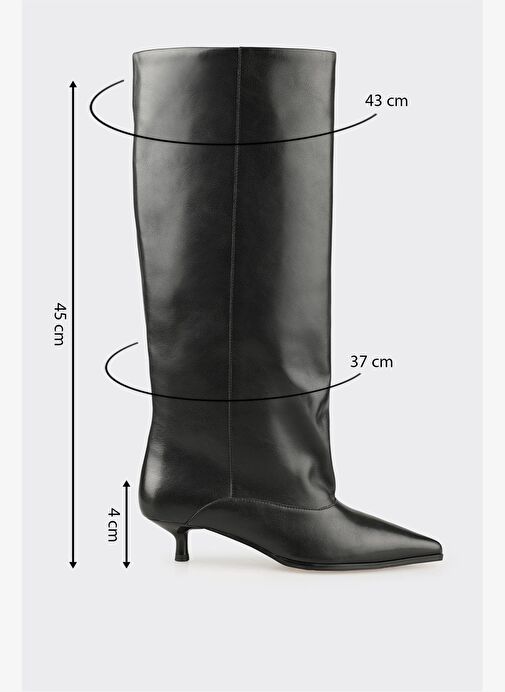 Siyah Deri Kadın Çizme - Görsel 6