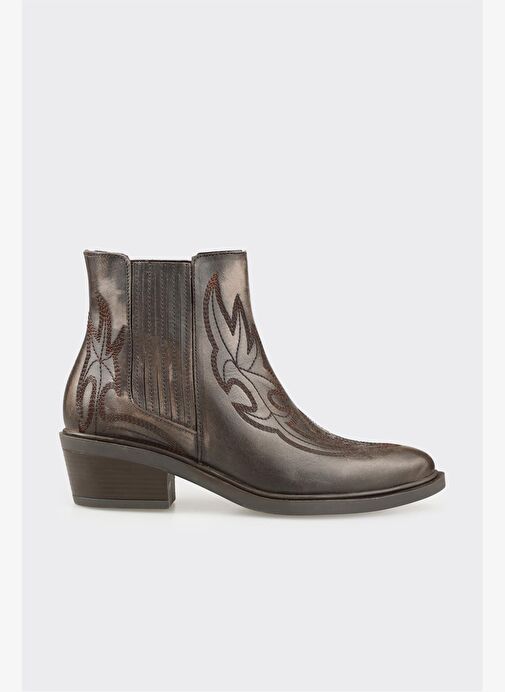 Vizon Deri Kadın Western Bot - Görsel 2