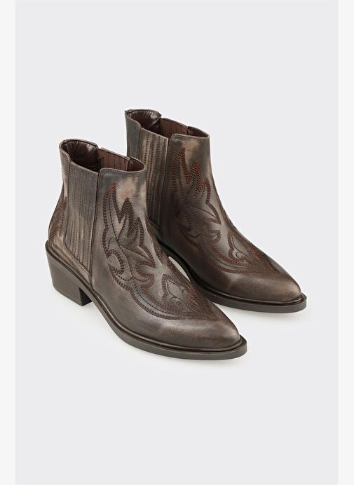 Vizon Deri Kadın Western Bot - Görsel 3