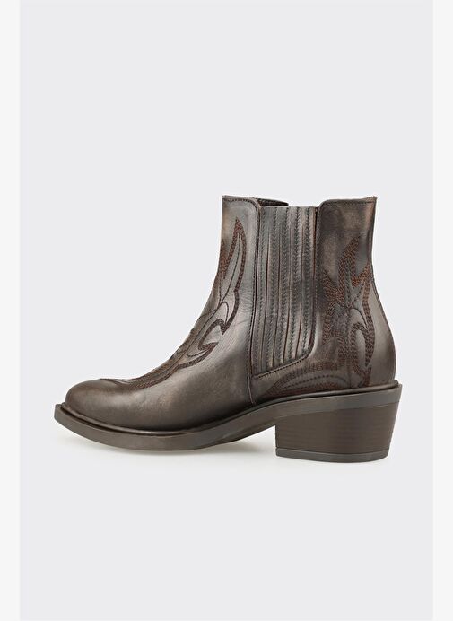 Vizon Deri Kadın Western Bot - Görsel 4