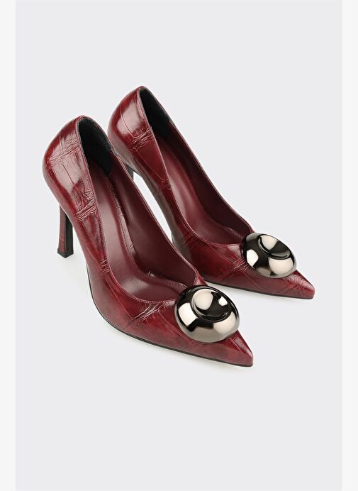 Bordo Kadın Yüksek Topuk Ayakkabı - Görsel 3
