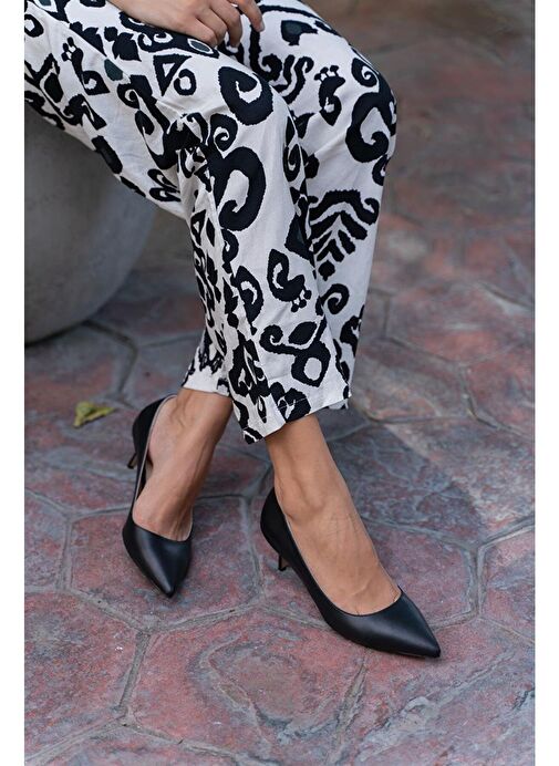 Ece'nin Butiği Ece'nin Butiği Siyah Ekru Kadın Deri Stiletto Nell-277 Topuklu Ayakkabı | Boyner Siyah - 3. görsel