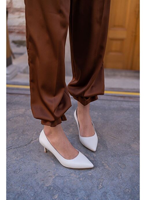 Nell Ekru Deri Stiletto - Görsel 4