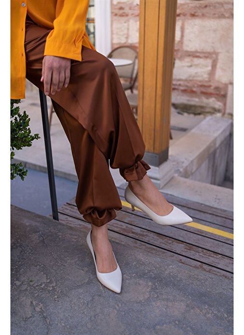 Nell Ekru Deri Stiletto - Görsel 6