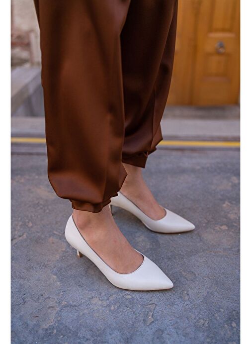 Nell Ekru Deri Stiletto - Görsel 7