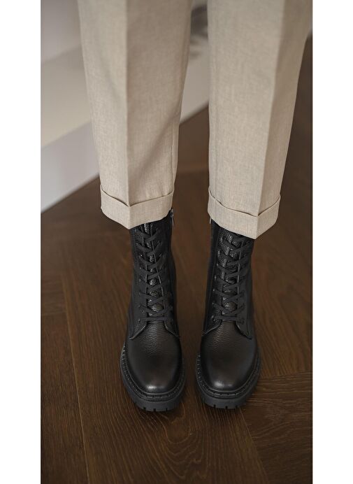 Danita Siyah Deri Postal - Görsel 5