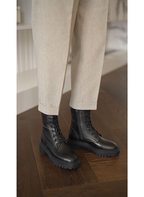 Danita Siyah Deri Postal - Görsel 6