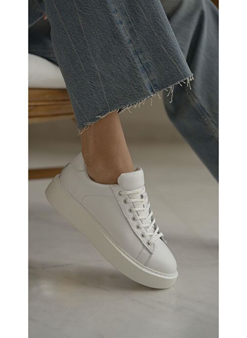 Ece'nin Butiği Siyah Kadın Deri Sneaker Cool-1 - Görsel 5