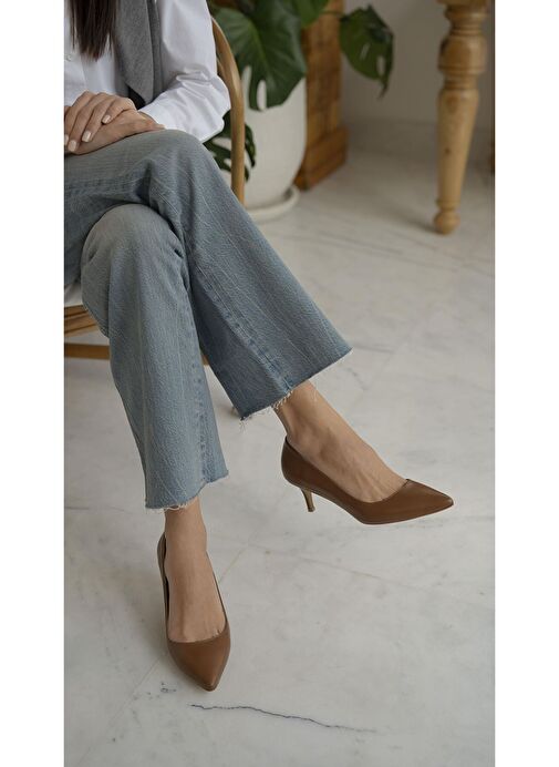 Ece'nin Butiği Kahverengi Kadın Deri Stiletto Nell-122 - Görsel 2