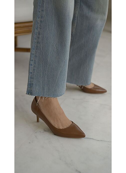 Ece'nin Butiği Kahverengi Kadın Deri Stiletto Nell-122 - Görsel 5