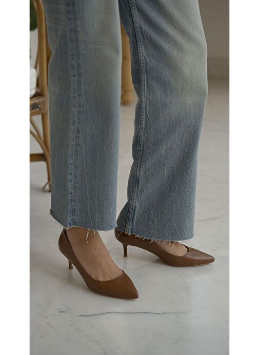 Ece'nin Butiği Kahverengi Kadın Deri Stiletto Nell-122 - Görsel 6