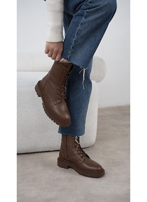 Danita Kahve Deri Postal - Görsel 2