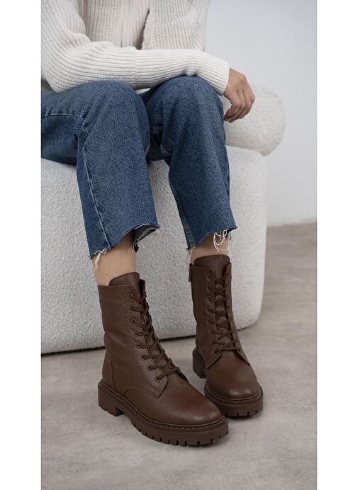 Danita Kahve Deri Postal - Görsel 5