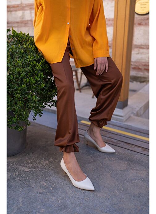 Nell Ekru Deri Stiletto - Görsel 5