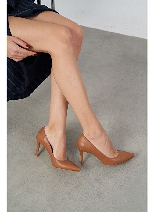 Ece'nin Butiği Kahverengi Kadın Deri Stiletto Pael-122 - Görsel 2