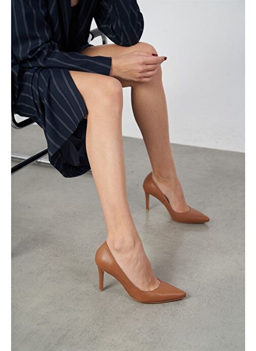 Ece'nin Butiği Kahverengi Kadın Deri Stiletto Pael-122 - Görsel 3