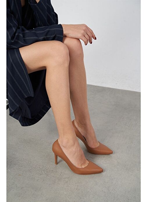 Ece'nin Butiği Kahverengi Kadın Deri Stiletto Pael-122 - Görsel 4