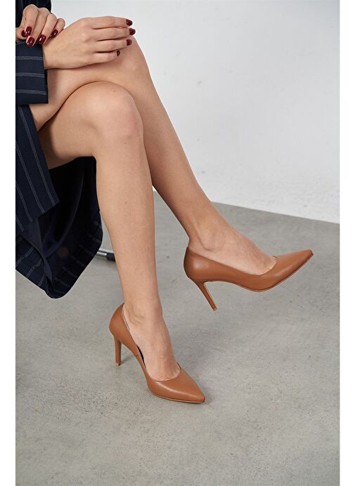 Ece'nin Butiği Kahverengi Kadın Deri Stiletto Pael-122 - Görsel 5