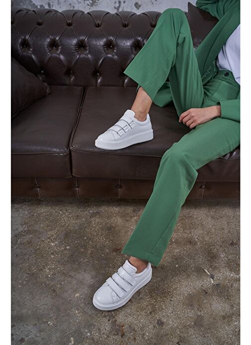 Ece'nin Butiği Beyaz Kadın Deri Sneaker Hanna-48 - Görsel 2