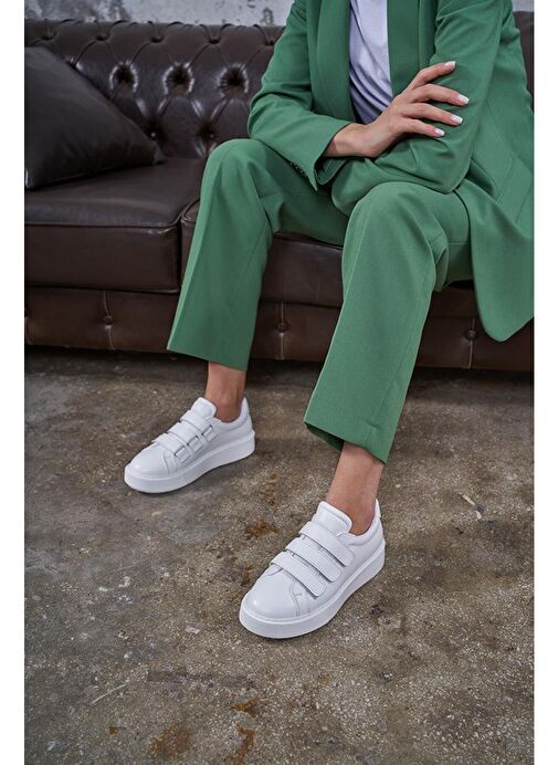 Ece'nin Butiği Beyaz Kadın Deri Sneaker Hanna-48 - Görsel 3