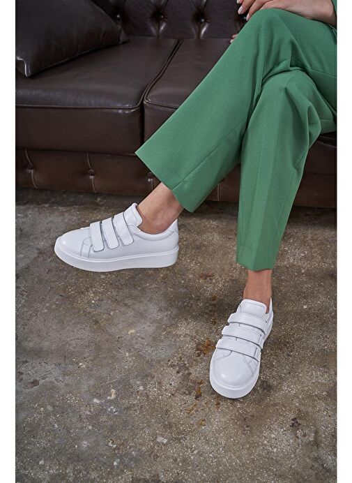 Ece'nin Butiği Beyaz Kadın Deri Sneaker Hanna-48 - Görsel 4