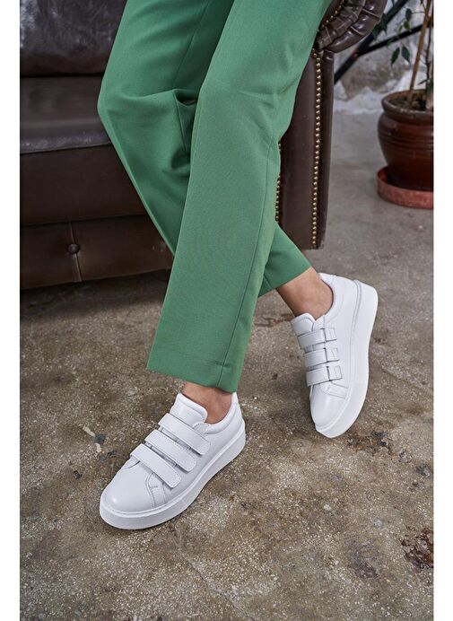 Ece'nin Butiği Beyaz Kadın Deri Sneaker Hanna-48 - Görsel 5