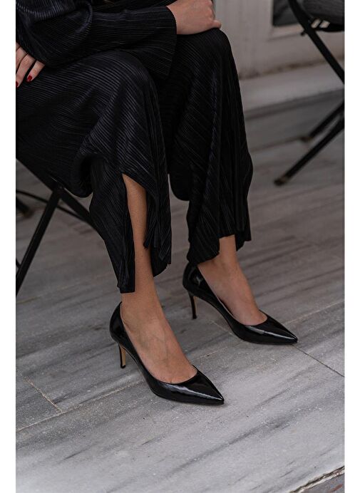 Ece'nin Butiği Siyah Kadın Rugan Stiletto Paprica-65 - Görsel 4