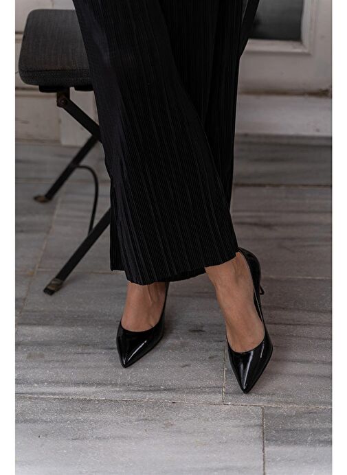 Ece'nin Butiği Siyah Kadın Rugan Stiletto Paprica-65 - Görsel 5